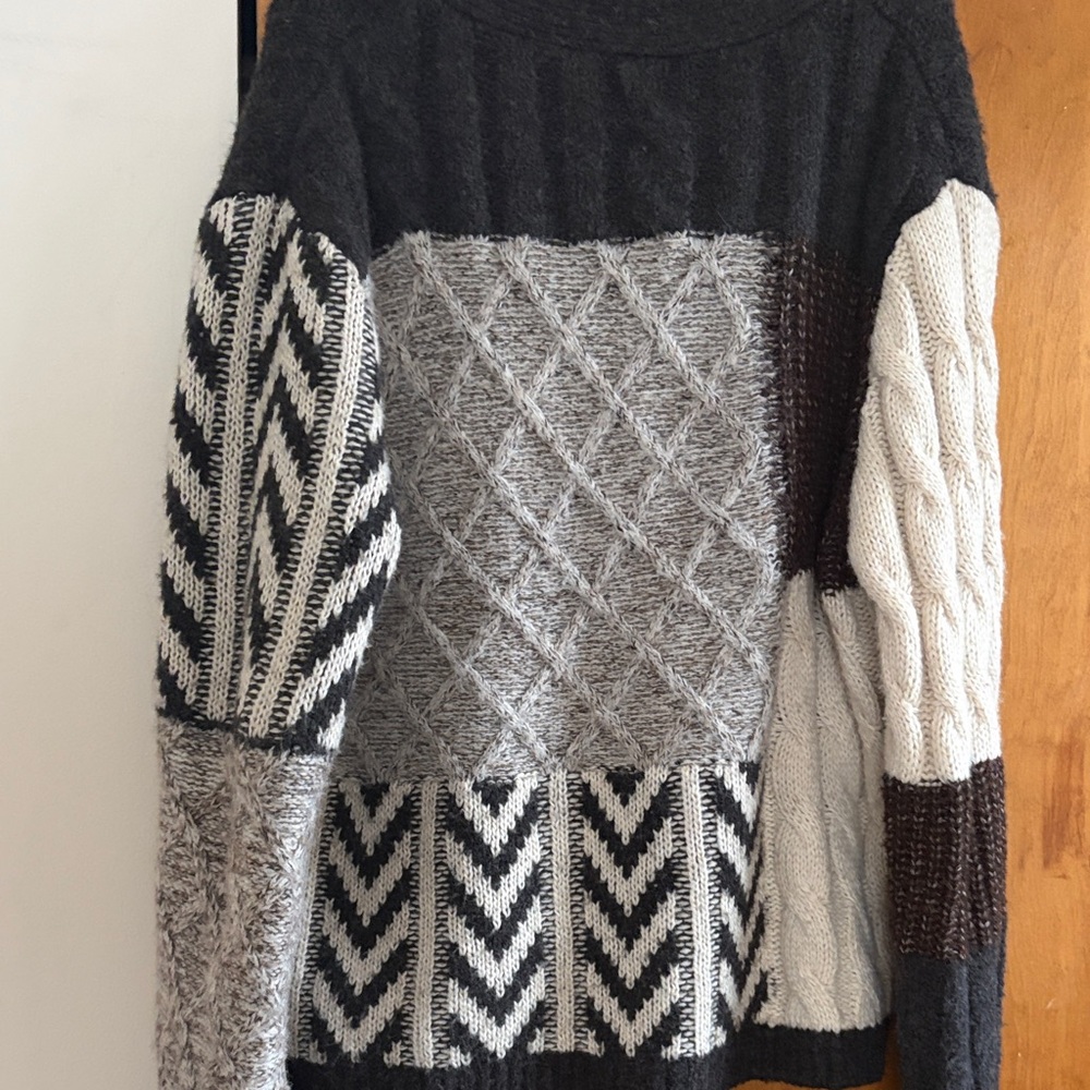 Zara Black Patchwork Cable & Textured Knit Cardig… - image 5